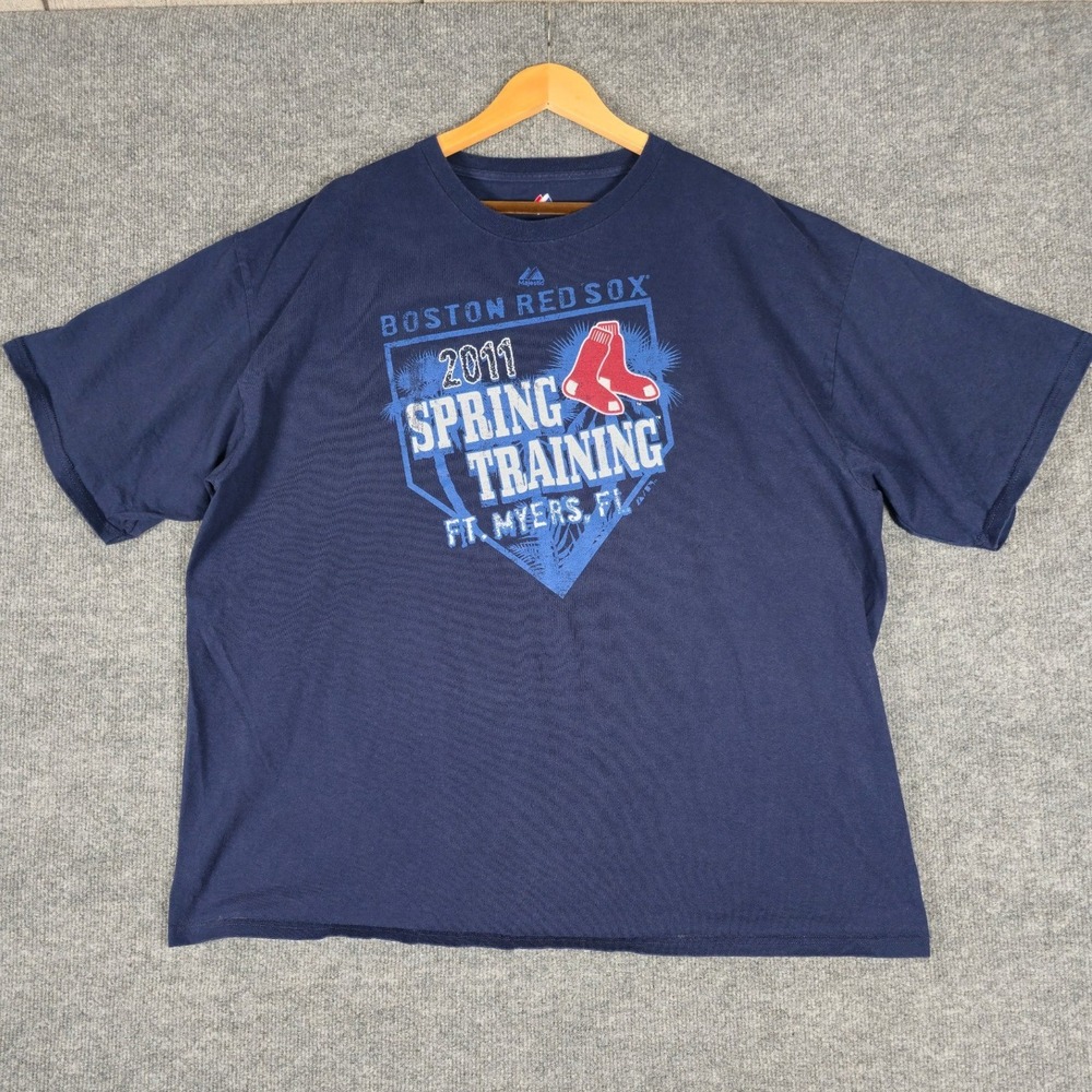 Majestic Boston Red Sox 2011 Spring Training T Shirt Men's 2XL Navy Blue